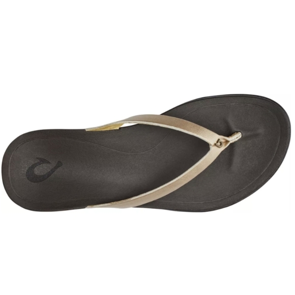 OluKai Ho'opio Leather Women's Beach Sandals brown Leather Flip-Flop Sz 8 - Picture 3 of 10
